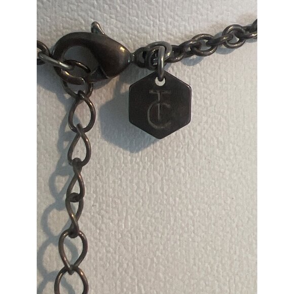 Touchstone Crystal Royal Blue Crystal Necklace Oxidized Silver Adj 16" + 3" - Picture 6 of 6